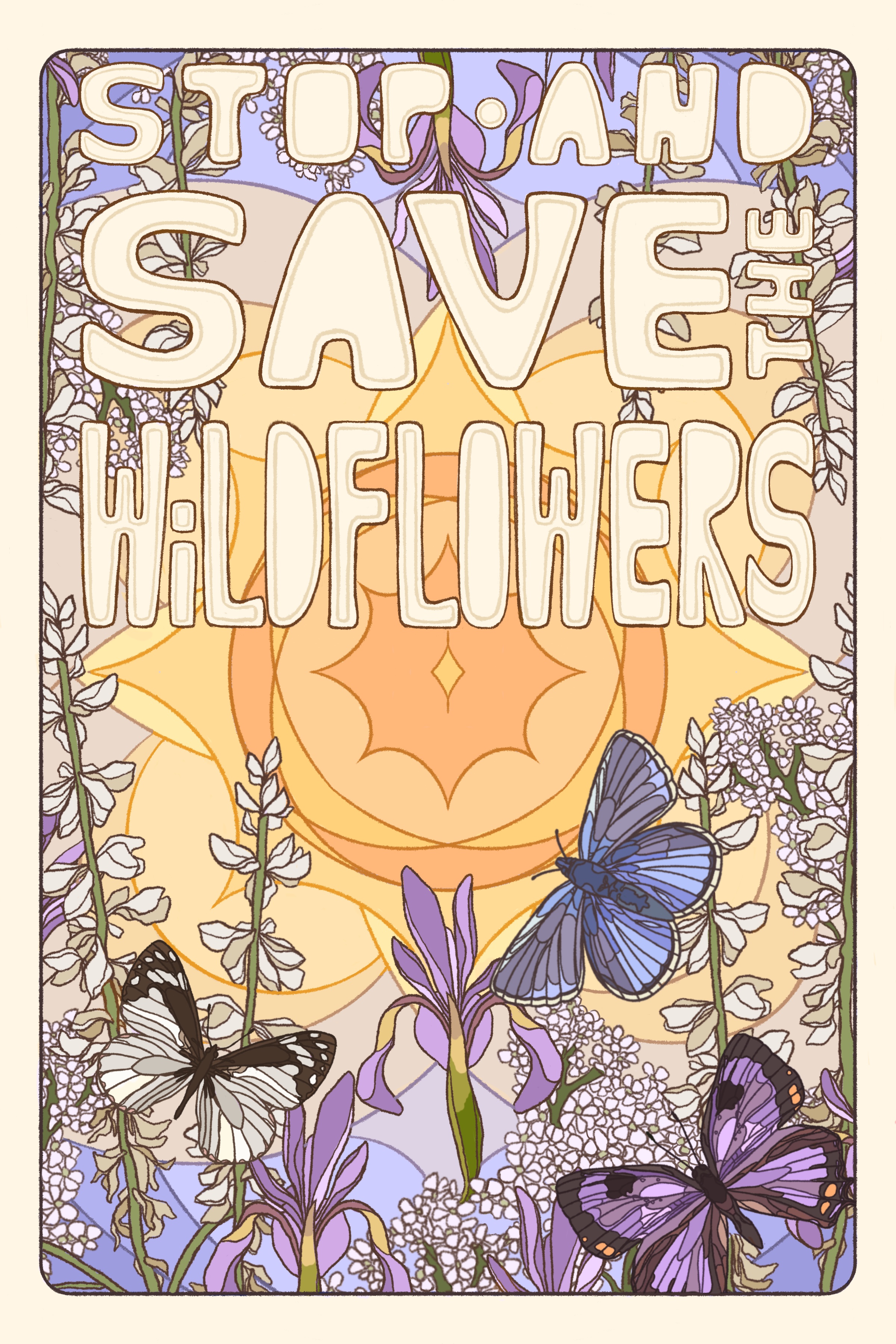 Stop and Save the Wildflowers Vintage Poster